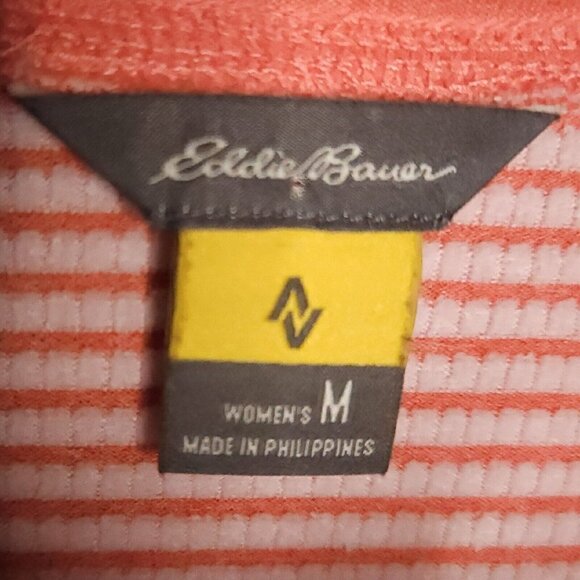 Eddie Bauer Womens Orange Striped Long Sleeve Activewear Top Medium - Picture 4 of 5